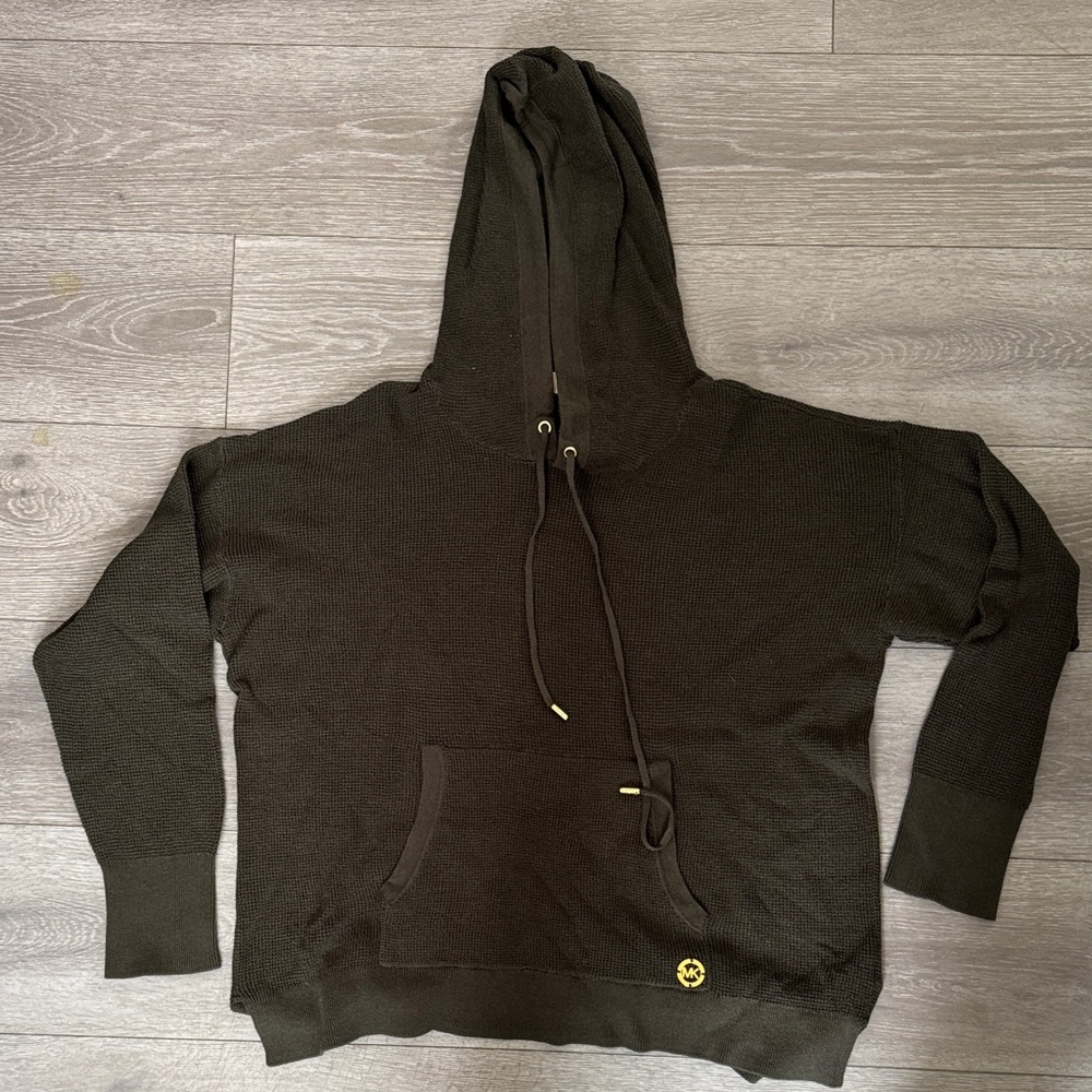Michael Kors Dark Green Knit Hoodie Sweater